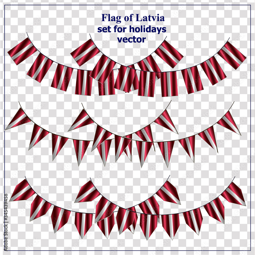 Obraz premium Bright set with flags of Latvia. Happy Latvia day collection. Bright illustration with flags. Vector.