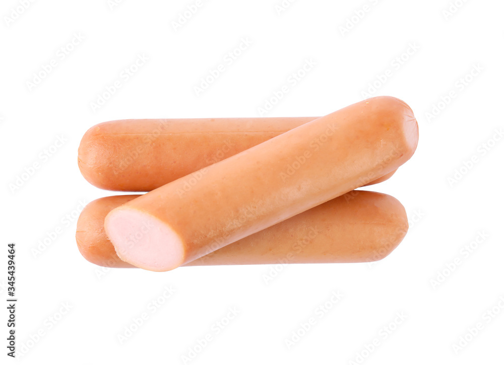 Tasty sausages on white background. Meat product Tasty sausages on white background. Meat product