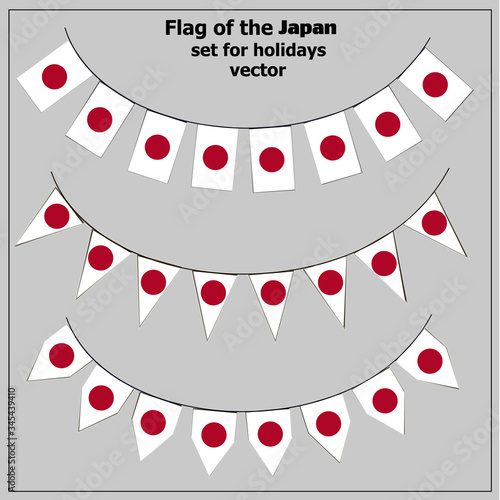 Bright set with flag of Japan. Happy Japan day flags. Colorful collection with flag. Illustration with white background.