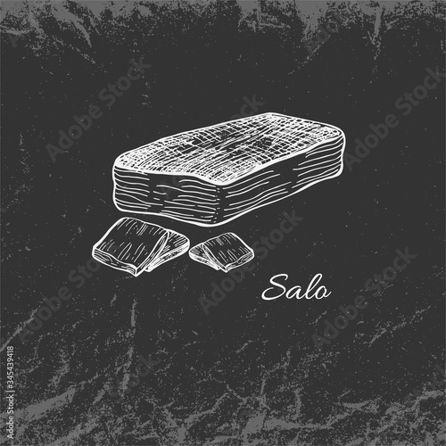 Hand Drawn White Vintage Salo on Dark Backdrop
