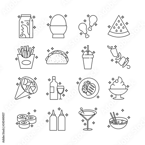 bundle of nutritive food set icons