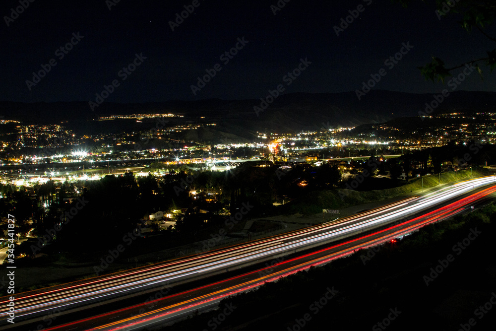 Freeway Lights with City