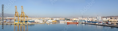 Panoramic view of Industrial Port Terminal. City of Malaga, Costa del sol, Spain