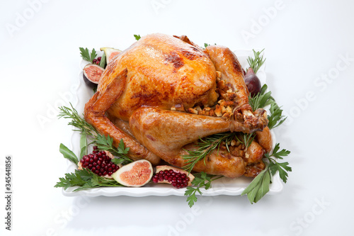 Traditional Roasted Turkey on White