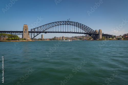 In front of Sydney Harbour Bridge on a sunny day at circular quay in Sydney, Australia © Matthew