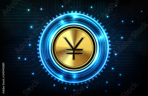 abstract background of futuristic technology china yuan digital currency with screen hud ui