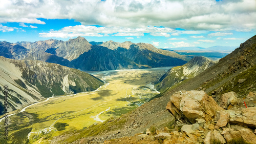Mountain landscape in the Southern alps of New Zealand
