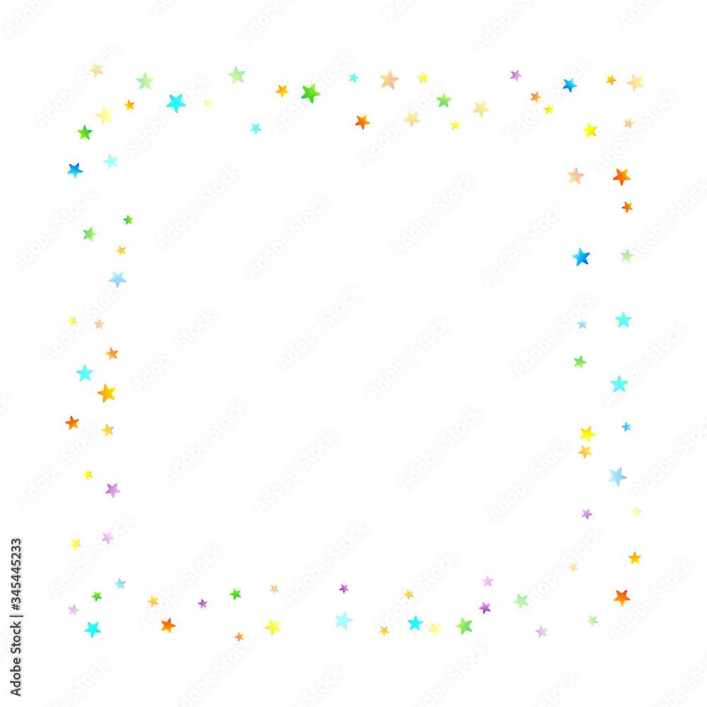 Obraz premium Rainbow Festive Confetti. Carnival Star Falling.