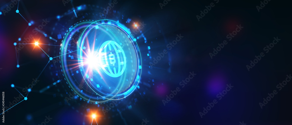 Obraz premium Crypto-currency, Bitcoin internet virtual money. Currency Technology Business Internet Concept.