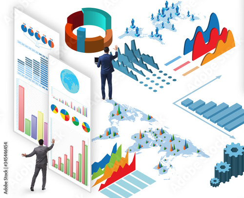 Businessman in business visualization and infographics concept