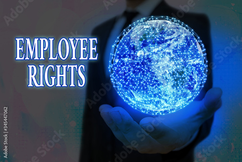 Handwriting text Employee Rights. Conceptual photo All employees have basic rights in their own workplace Elements of this image furnished by NASA photo
