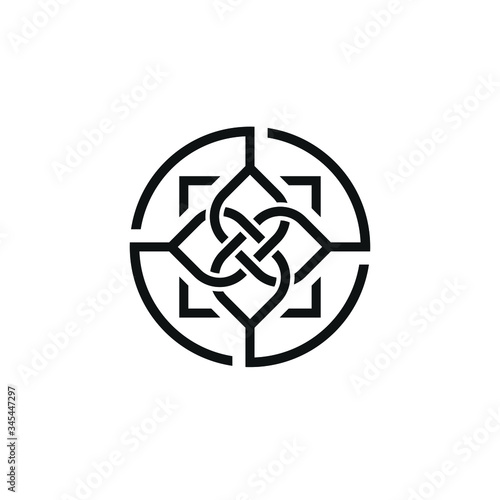 outline celtic leaf with circle logo inspirations