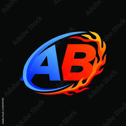 Initial Letters AB Fire Logo Design