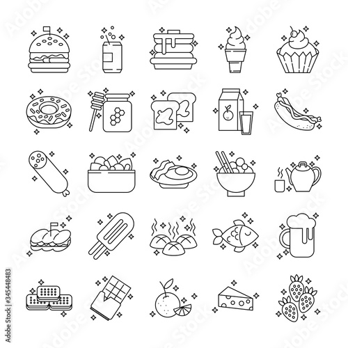 bundle of nutritive food set icons