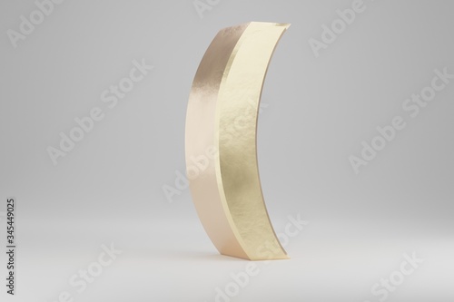 Gold 3d round bracket symbol. Golden sign isolated on white background. 3d rendered font character.