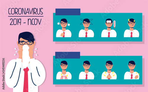 infographics covid19 pandemic with symptoms