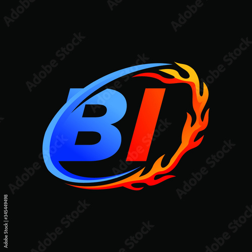 Initial Letters BI Fire Logo Design