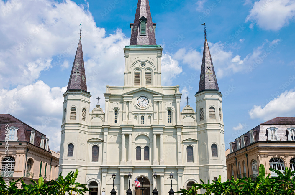 Landmark cathedral exterior in french quarter