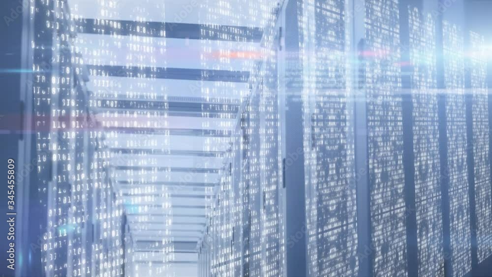 Animation of data with computer processors in background Animation of data with computer processors in background