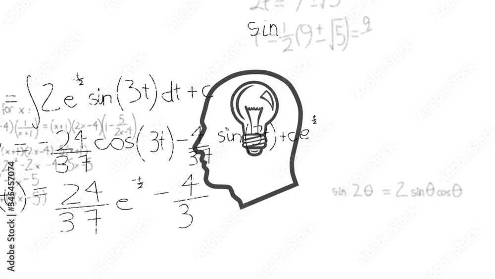 Animation of brain with technology and data processing Animation of brain with technology and data processing