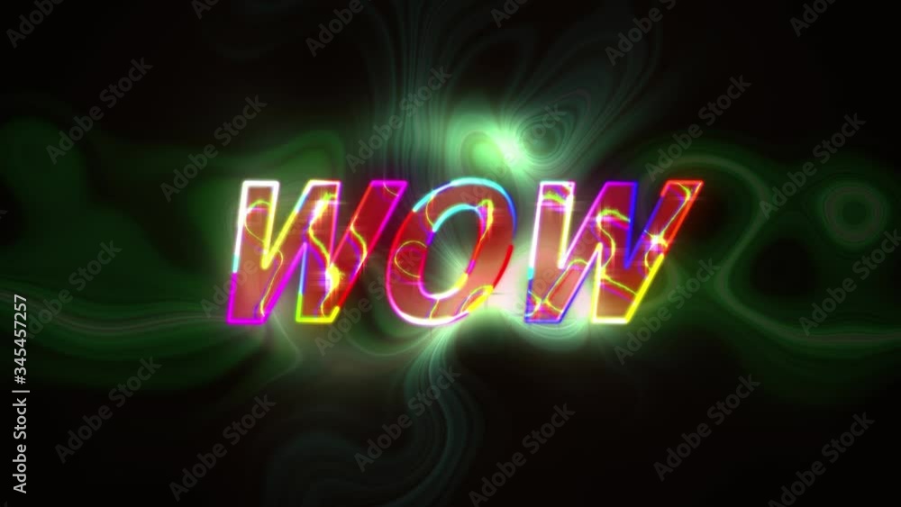Animation of the word Wow on video computer game screen Animation of the word Wow on video computer game screen