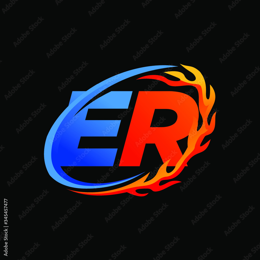 Initial Letters ER Fire Logo Design Initial Letters ER Fire Logo Design
