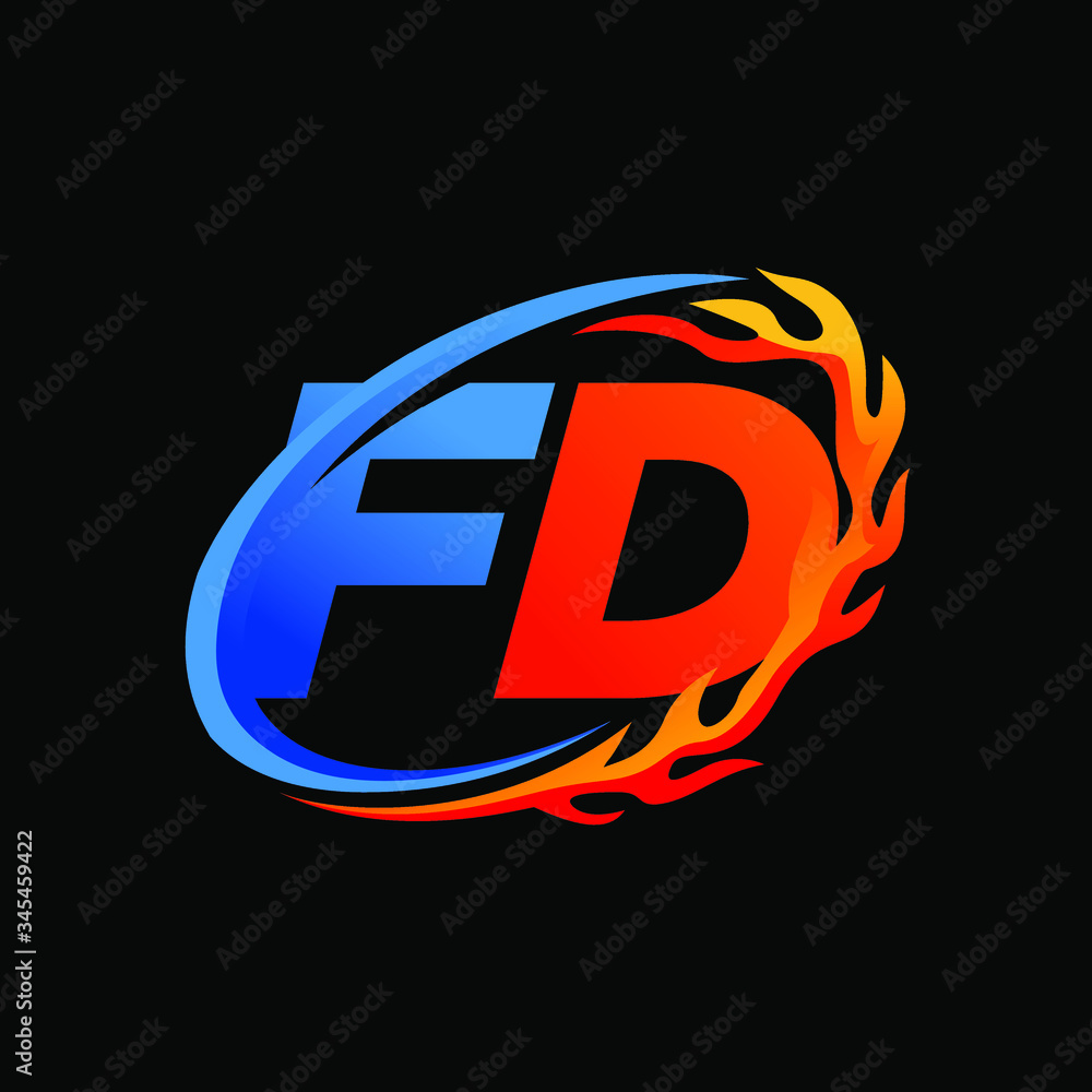 Initial Letters FD Fire Logo Design Initial Letters FD Fire Logo Design