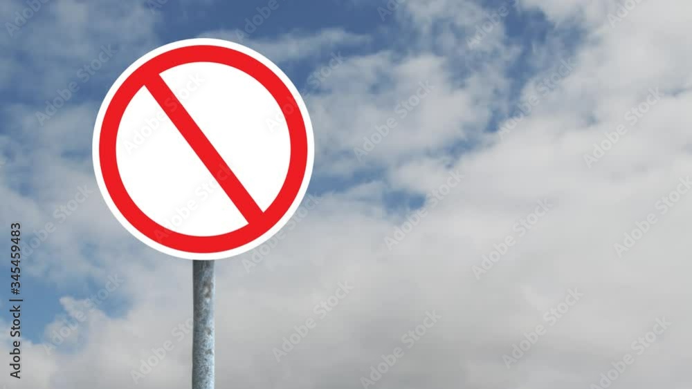 Animation of round road sign with the sky in the background Animation of round road sign with the sky in the background