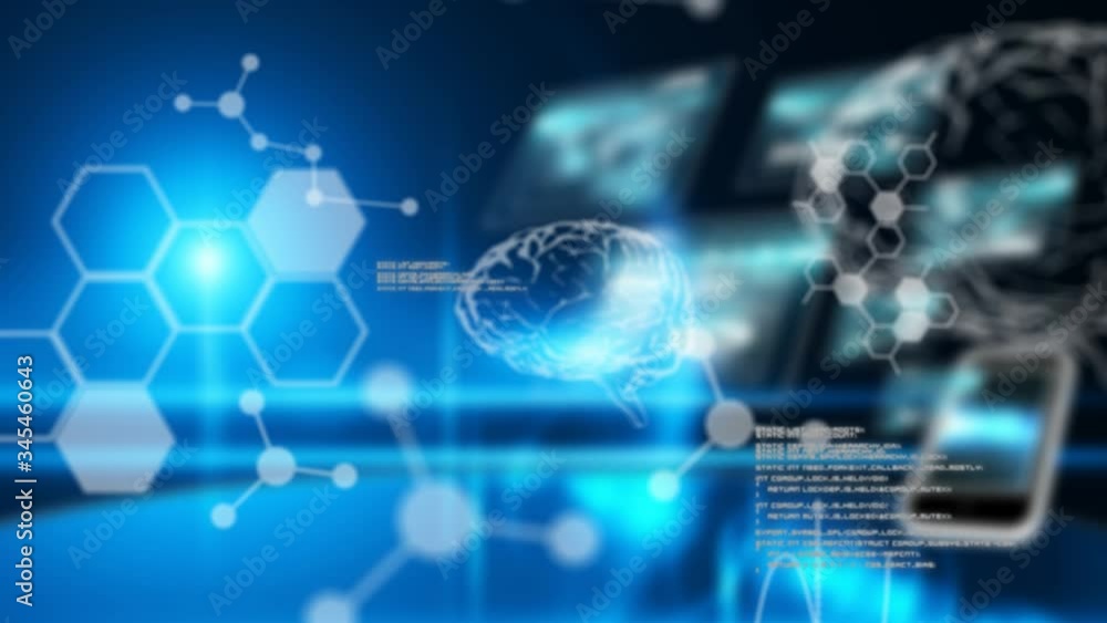 Animation of human brain and medical data processing over computer screens Animation of human brain and medical data processing over computer screens