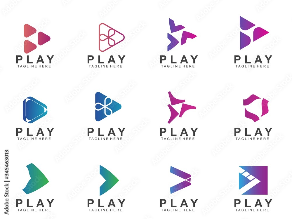 set of Abstract play button logo set of Abstract play button logo