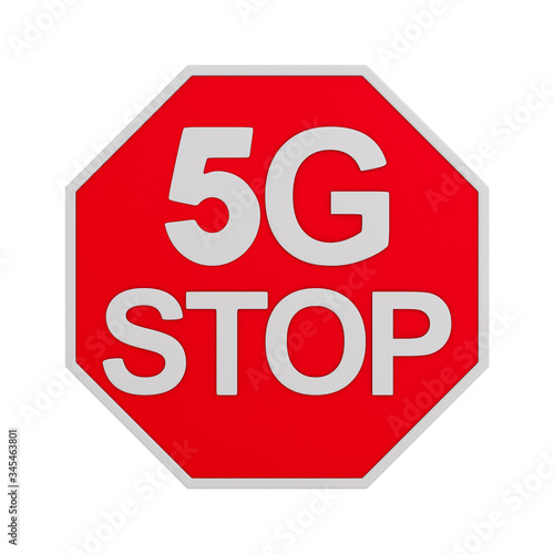 sign 5G stop on white backg...
