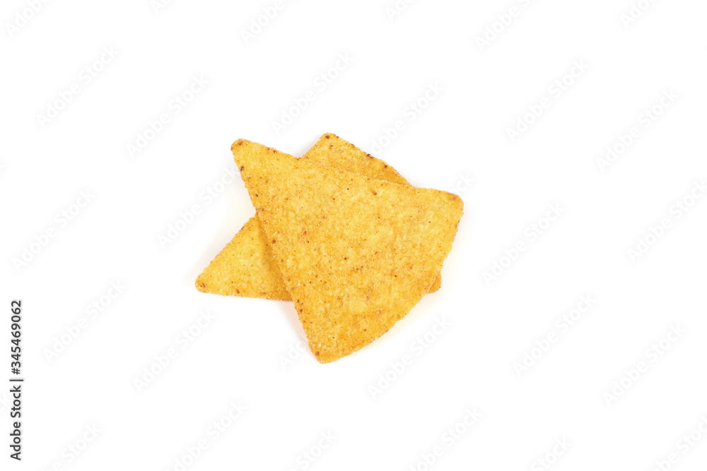 Fototapeta premium Spicy nachos chips isolated on white background