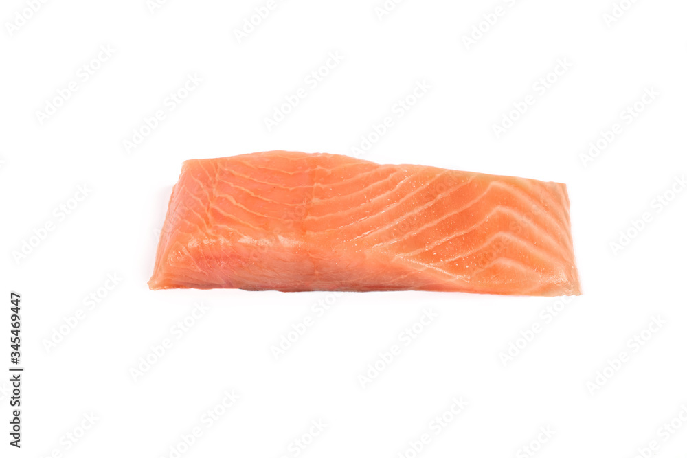 piece of salmon fillet isolated on white background. piece of salmon fillet isolated on white background.
