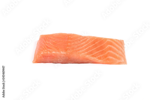 piece of salmon fillet isolated on white background.