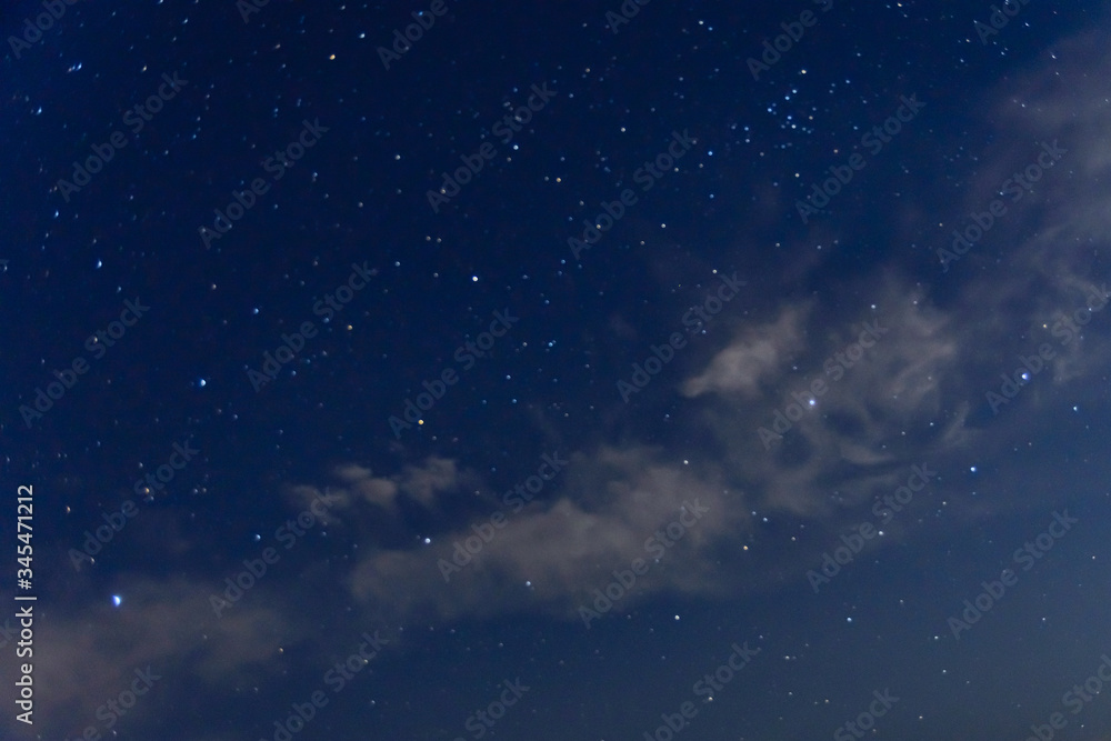 Background of the night sky with many stars and clouds