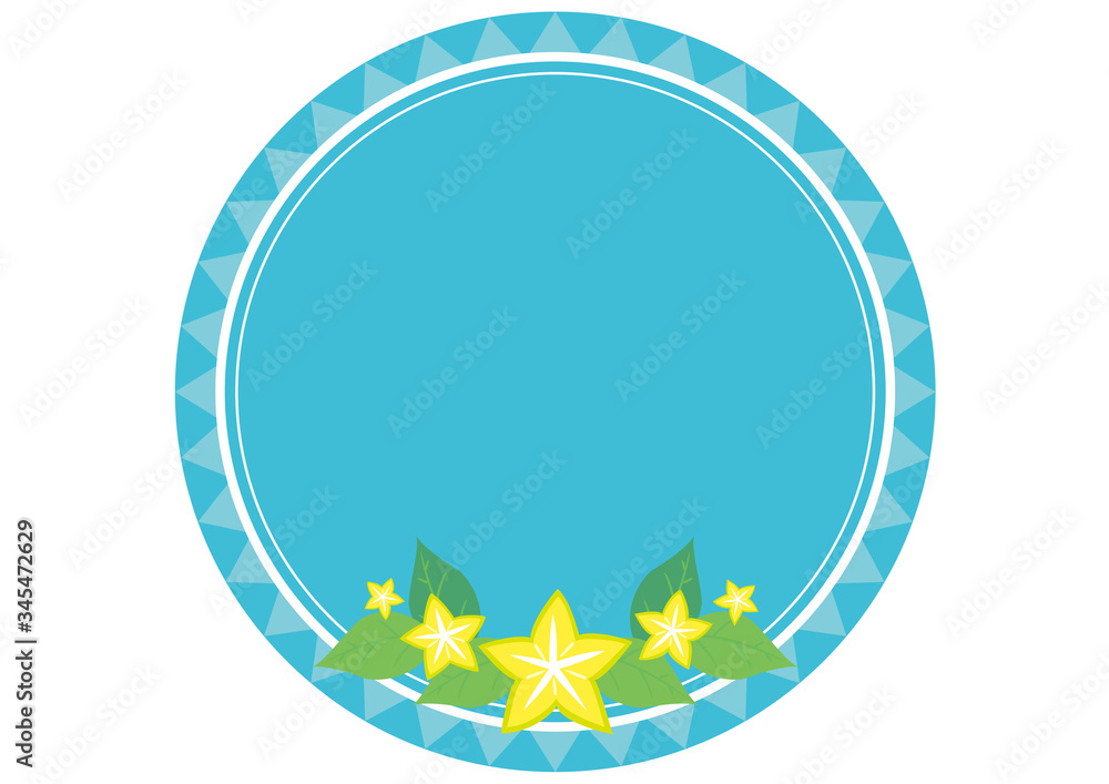 Obraz premium トロピカルフルーツのフレーム スターフルーツ 円形