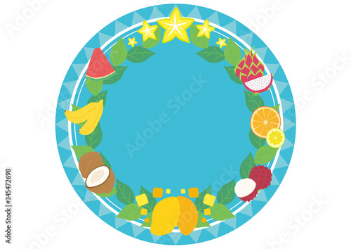 トロピカルフルーツのフレーム　円形