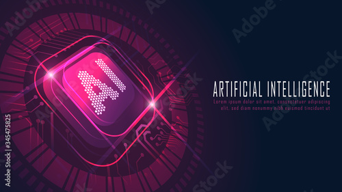 Ai chipset on circuit board in futuristic concept suitable for future technology artwork , Responsive web banner
