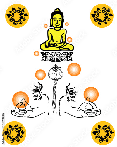 Gave  lotus  pay respect to the Buddha.