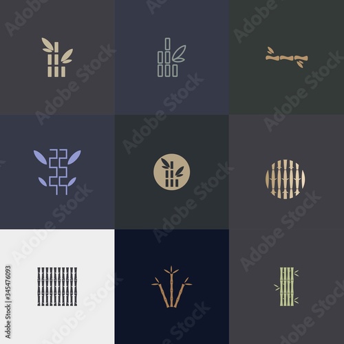 set of bamboo logo design