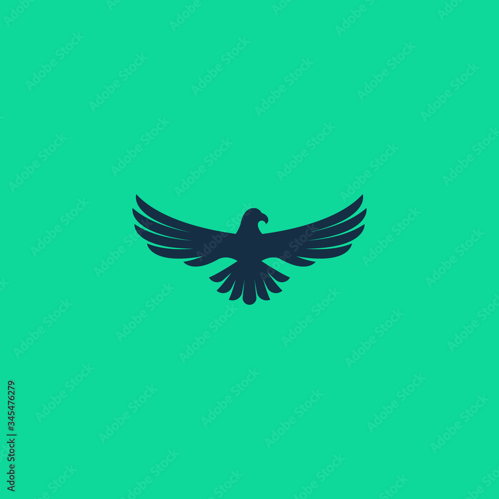 Obraz premium abstract simple eagle logo design isolated on green background color.