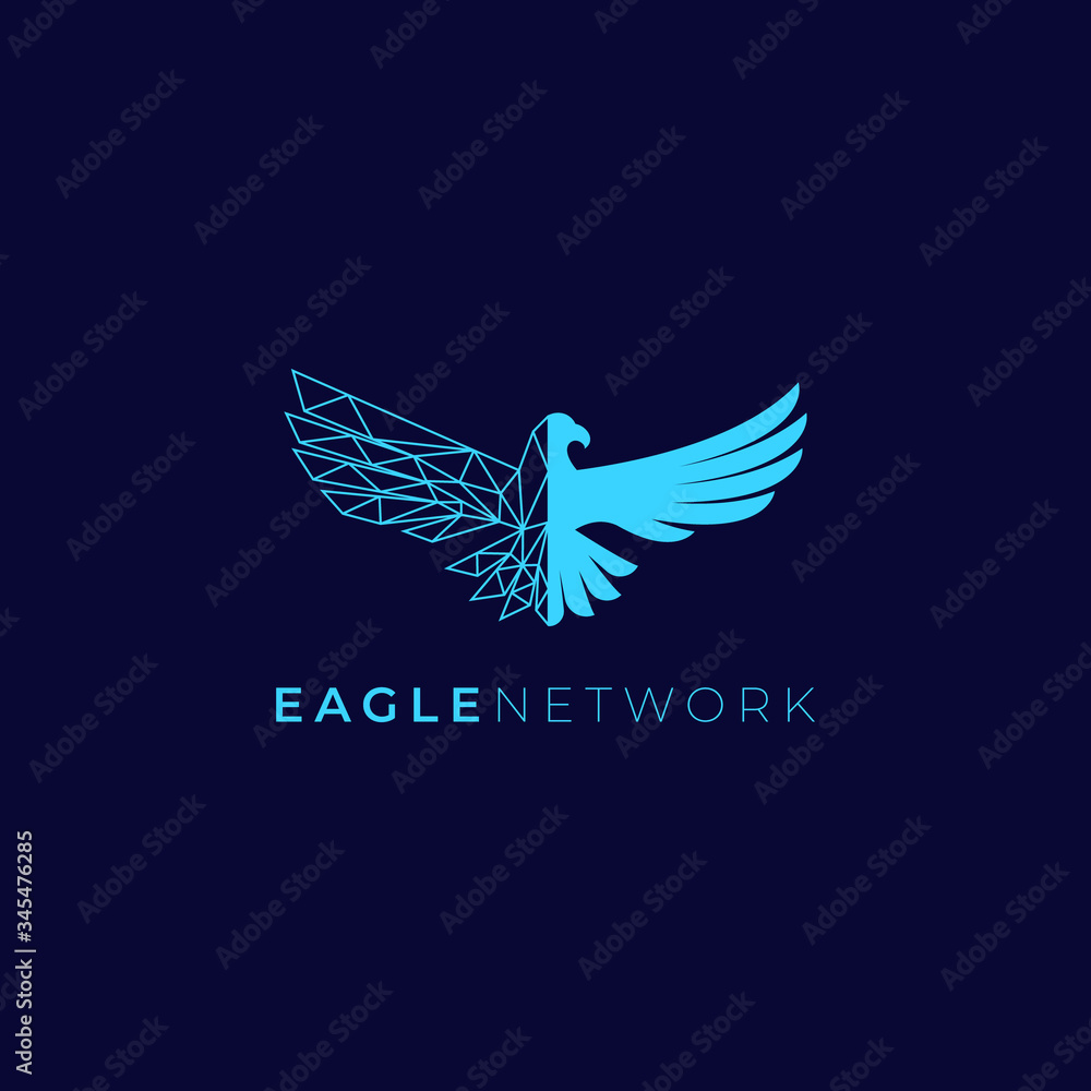 eagle network logo design concept . creative eagle and network logo vector illustration isolated on dark background eagle network logo design concept . creative eagle and network logo vector illustration isolated on dark background