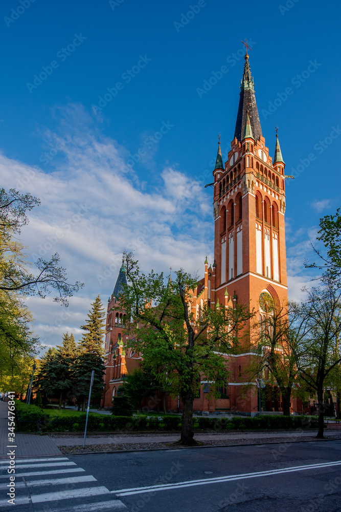 Fototapeta premium Gothic church of the Sacred Heart of Jesus in Olsztyn