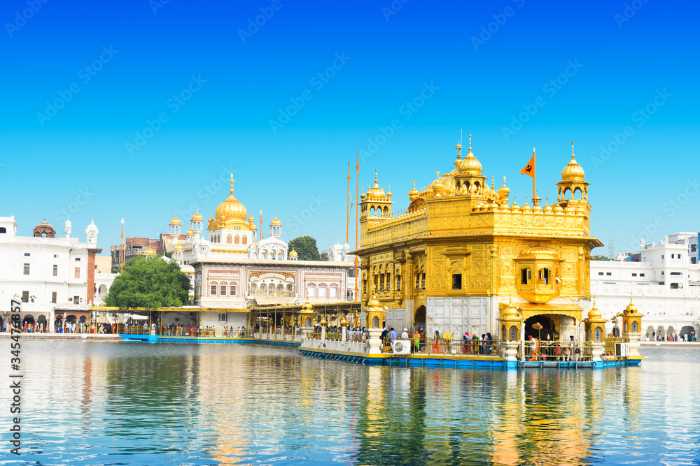 Beautiful view of golden temple shri Harmandir Sahib in Amritsar Stock  Photo | Adobe Stock