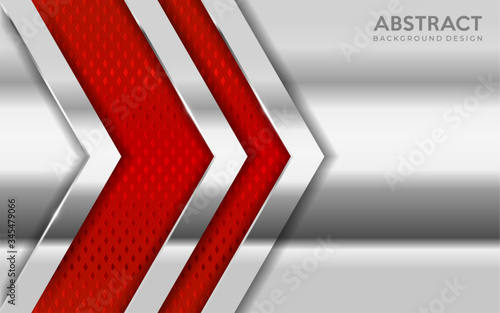 Shinny metal silver background combine with red textured overlap layer. Abstract background design