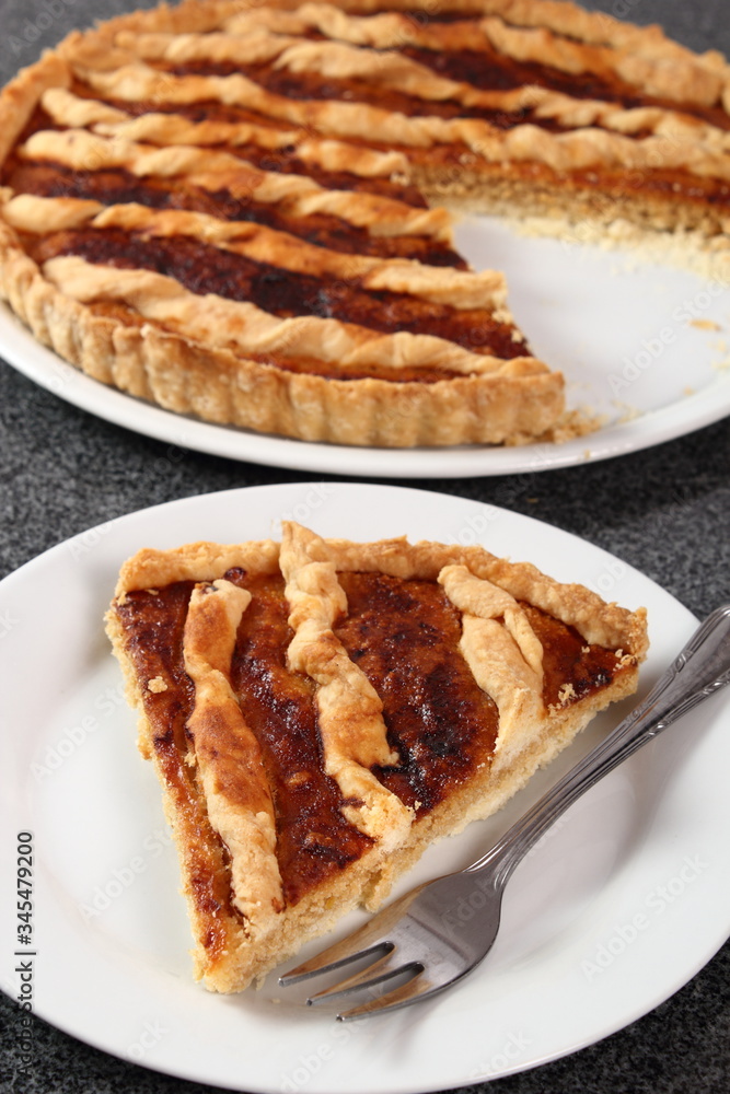 Shoofly Tart with Golden Syrup Filling on Granite Surface Shoofly Tart with Golden Syrup Filling on Granite Surface