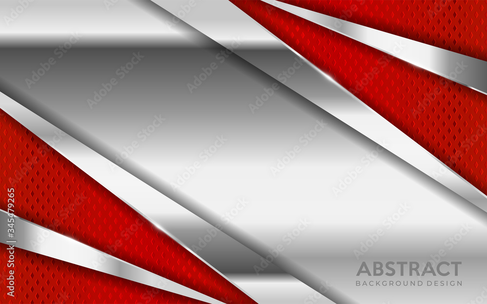 Obraz premium Shinny metal silver background combine with red textured overlap layer. Abstract background design