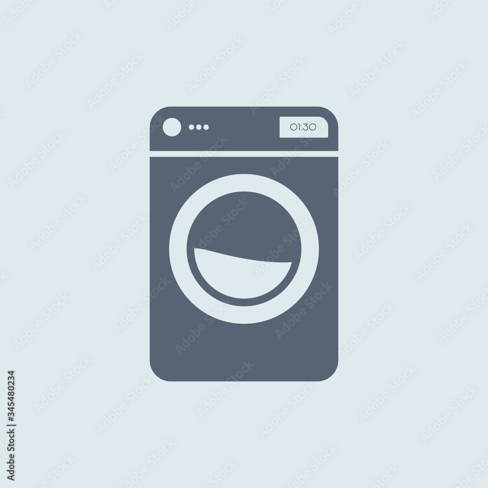 Washing machine icon. vector symbol in flat simple style white color Washing machine icon. vector symbol in flat simple style white color