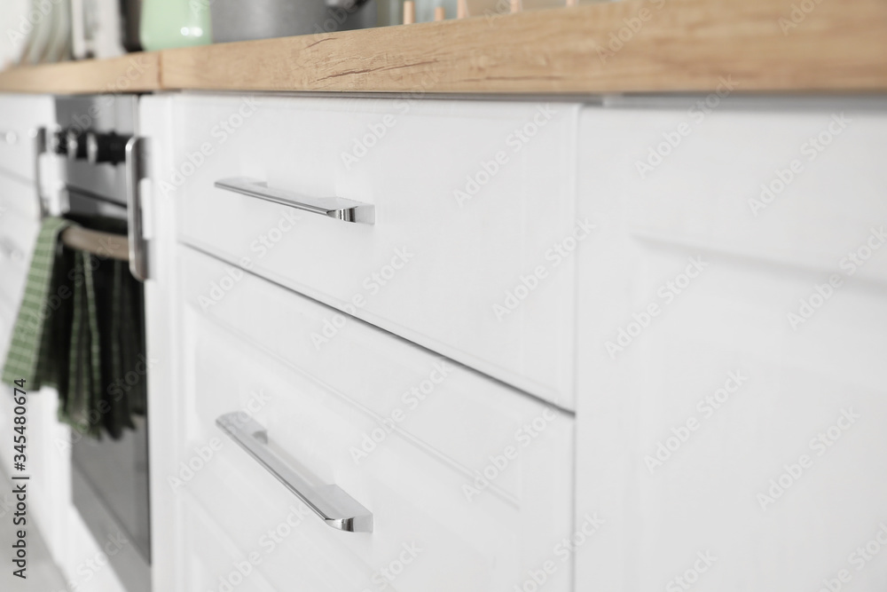 New furniture in modern kitchen, closeup New furniture in modern kitchen, closeup