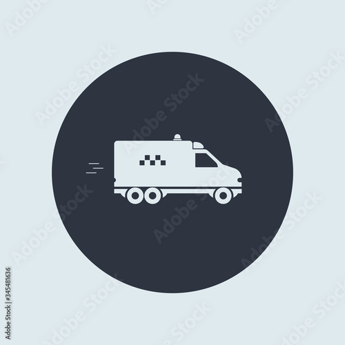 taxi minivan icon. vector simple symbol in flat round style